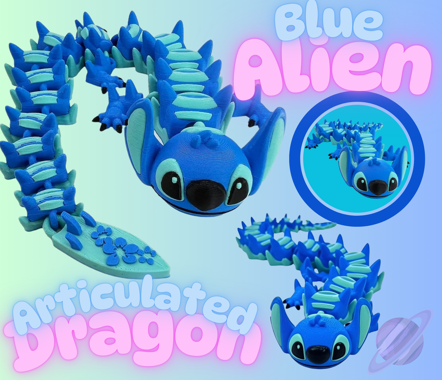 BLUE ALIEN ARTICULATED DRAGON