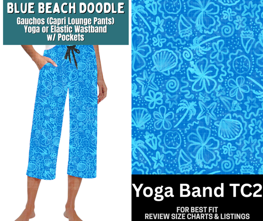 Blue Beach Doodle Capri Gauchos