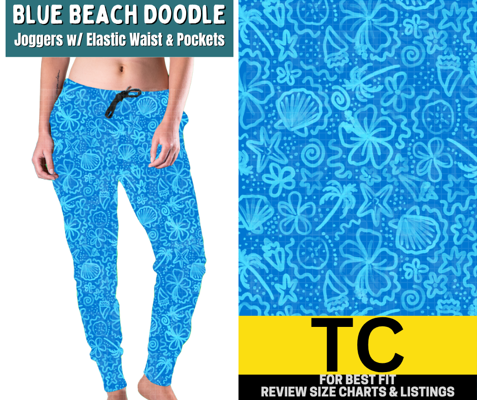 Blue Beach Doodle Joggers