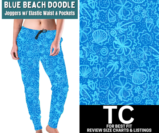 Blue Beach Doodle Joggers