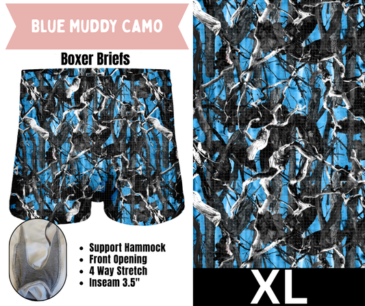 Blue Muddy Camo Boxer Briefs