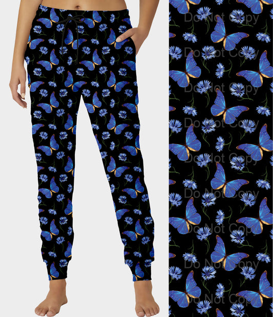 RTS - Blue Flower Butterfly Joggers