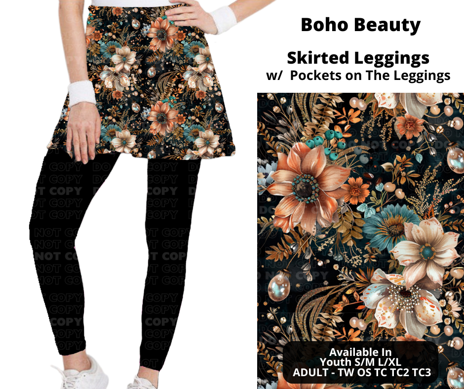 Preorder! Closes 11/25. ETA Jan. Boho Beauty Skirted Full Length Leggings w/ Pockets