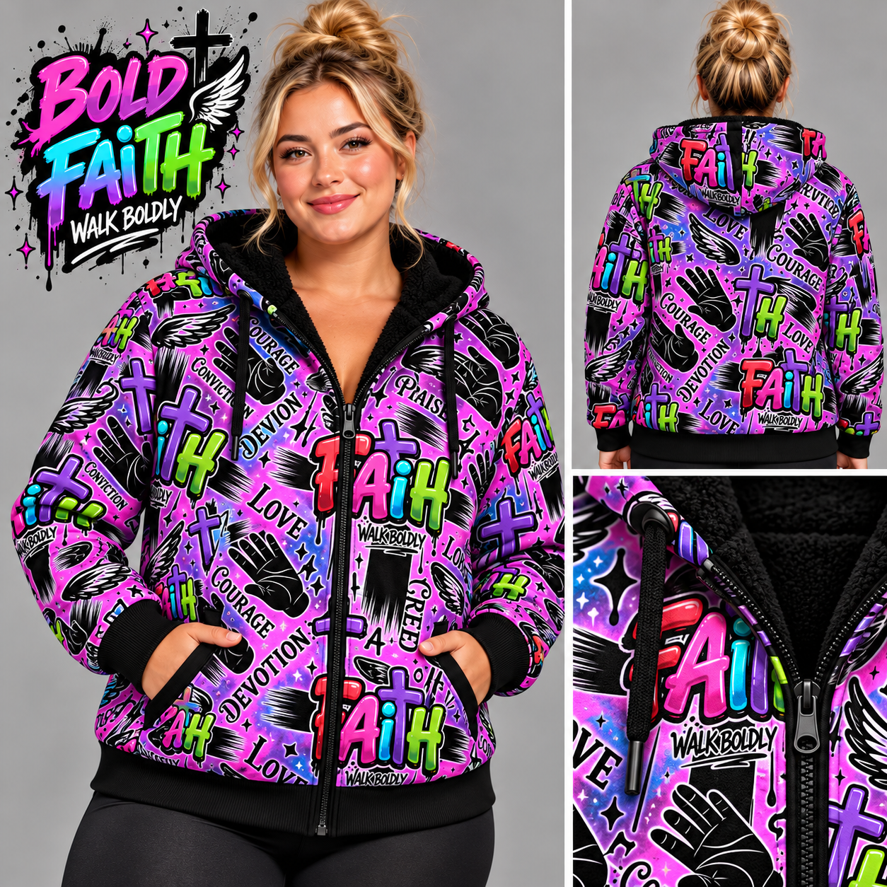 Bold Faith-FLEECE LINED HOODED JACKET-PREORDER CLOSING 11/9