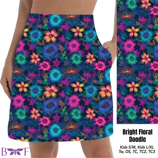 Bright Floral Doodle Skort