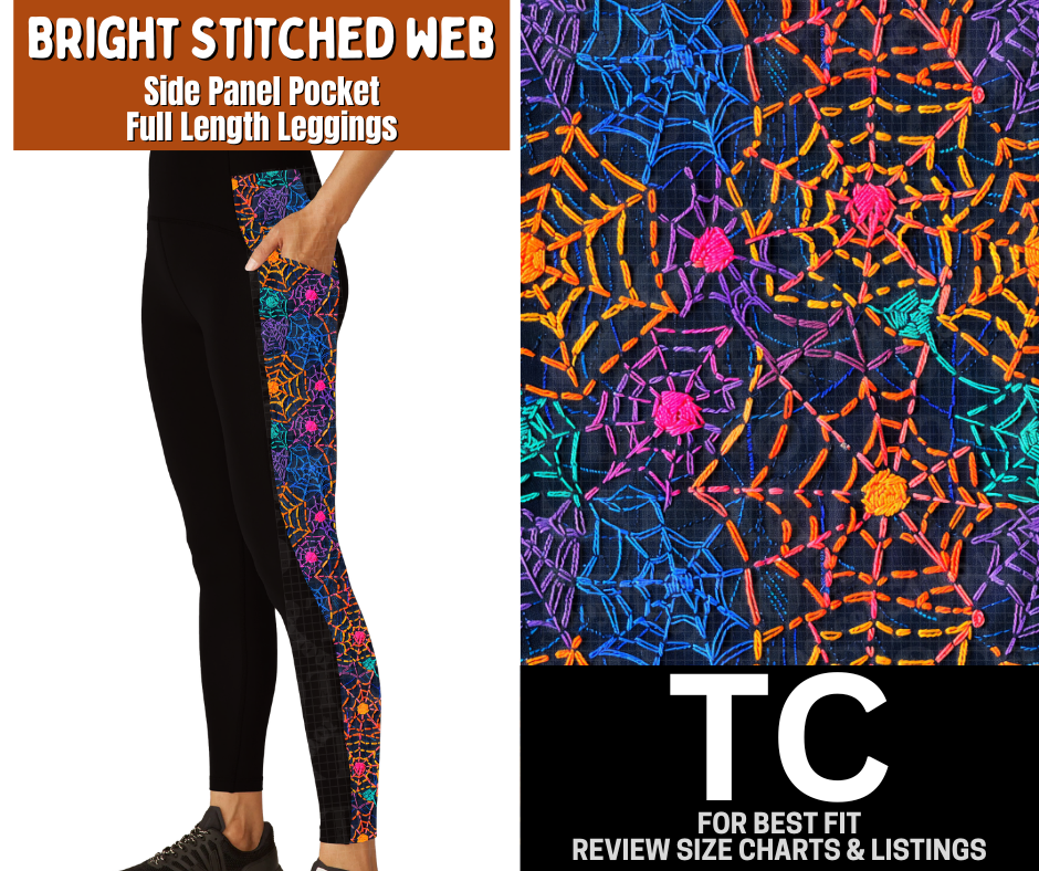 Bright Stitched Web Side Panel Pocket Full Length Leggings