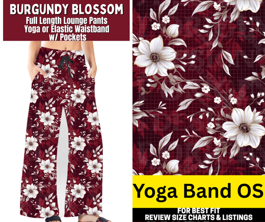Burgundy Blossom Lounge Pants Choose Fleece or Traditional