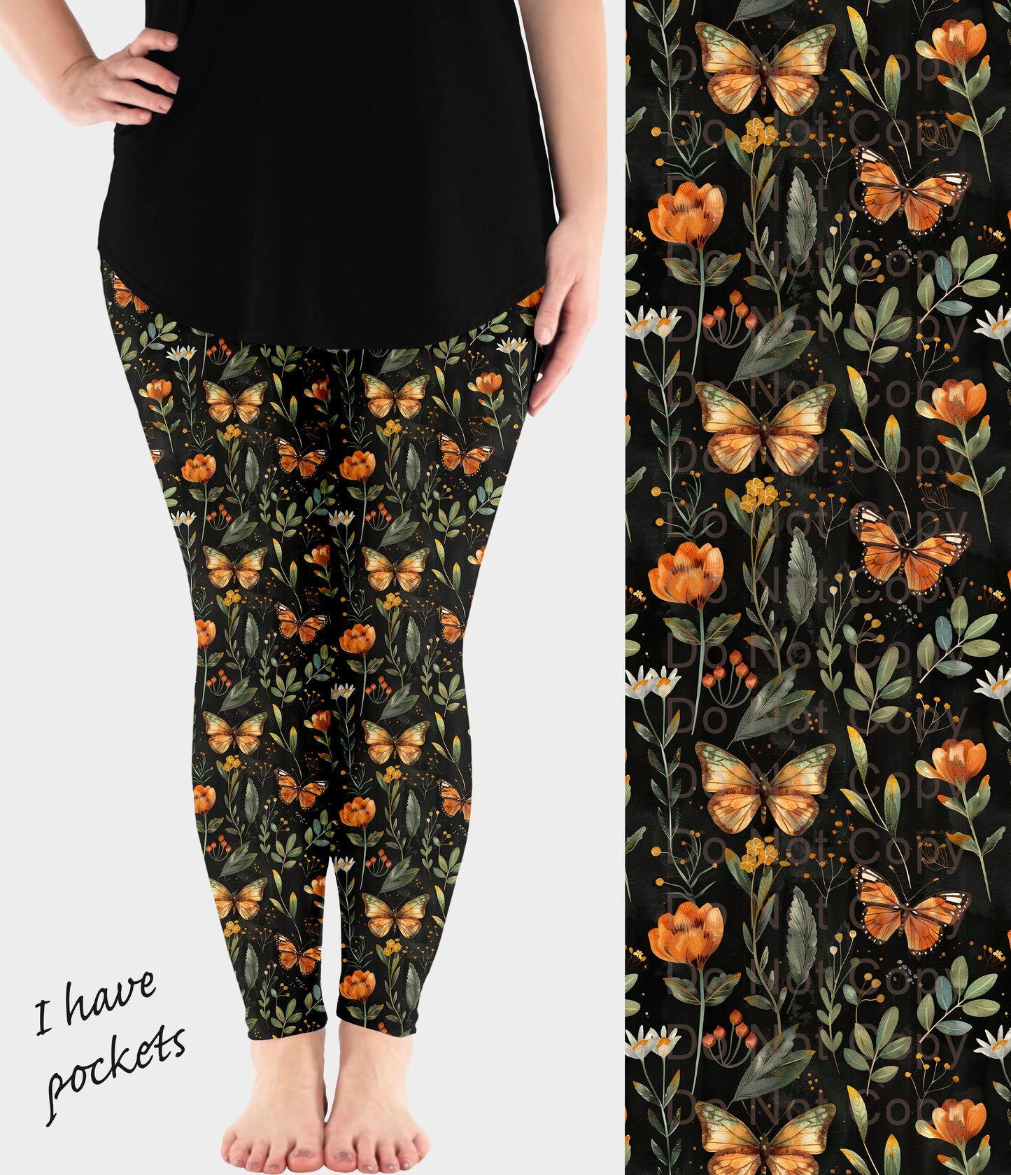 RTS - Butterflies at Dusk Leggings w/ Pockets