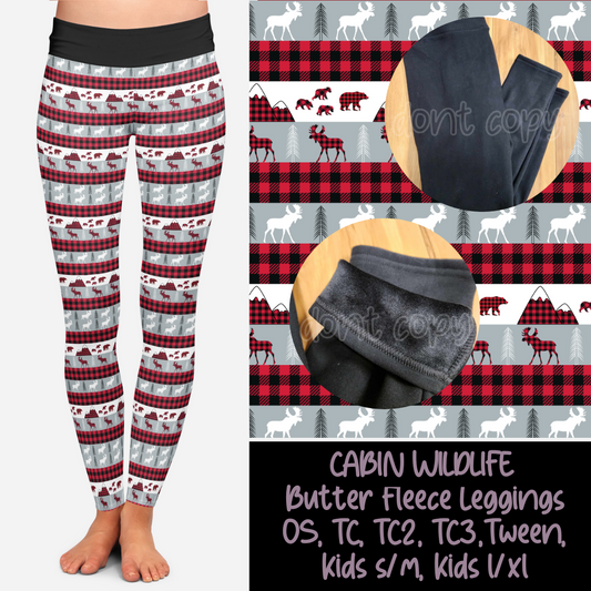 CABIN WILDLIFE - BUTTER FLEECE LINED LEGGINGS