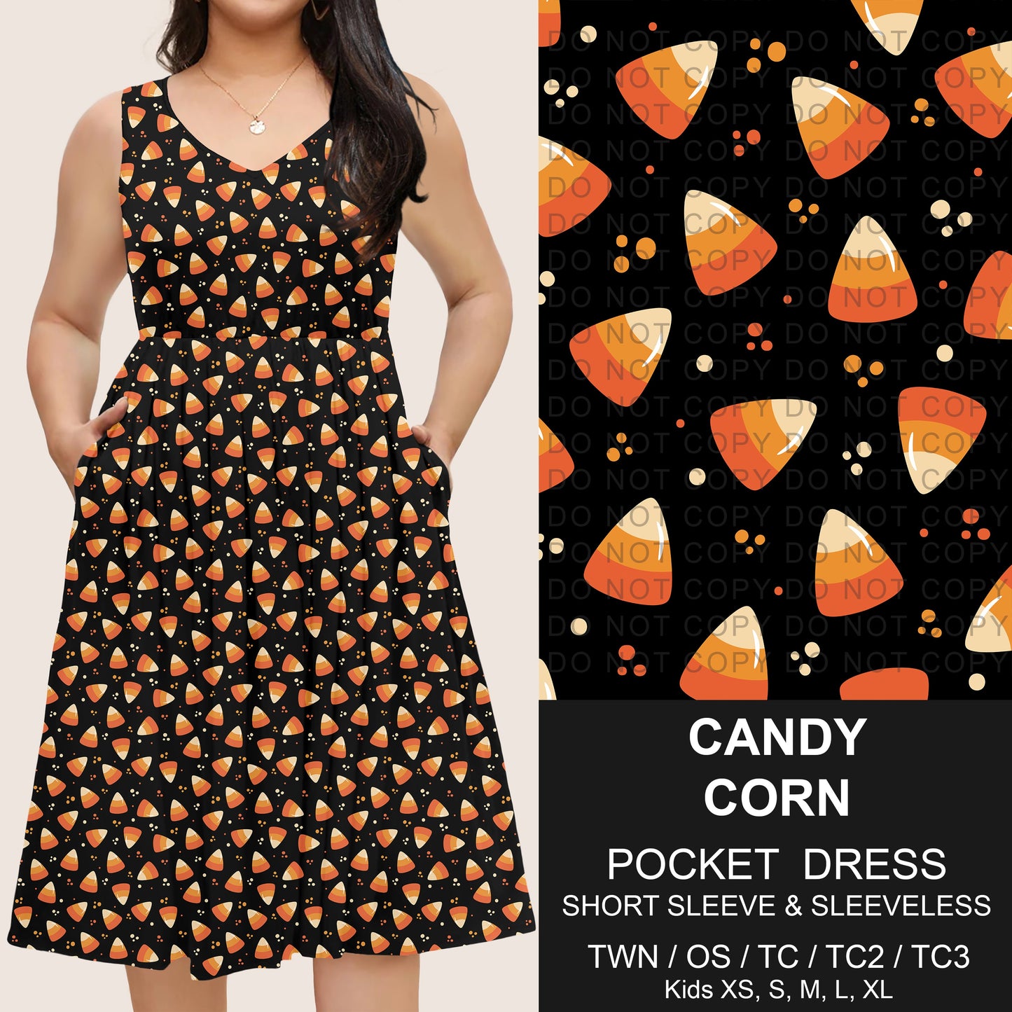 B302 - Preorder Candy Corn Pocket Dress (Closes 7/24. ETA: early Oct)