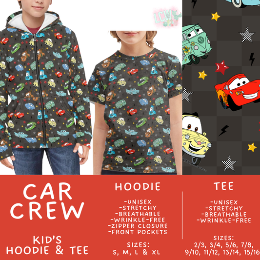 Batch #563 - Made for Play Collection - Closes 7/31 - ETA late Sept - Car Crew Kid's Unisex Hoodie & Tee