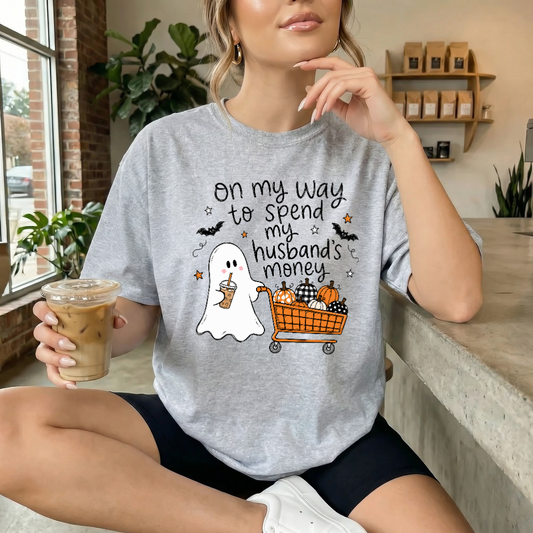 On My Way Too Spend My Husbands Money Tshirt