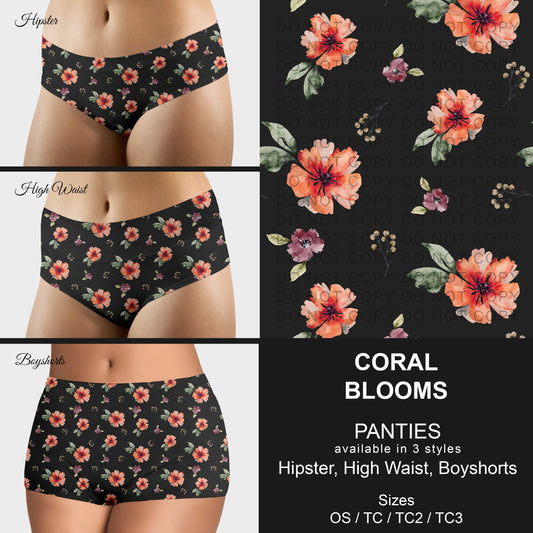 B306 - Preorder Coral Blooms Panties (Closes 8/07. ETA mid October)