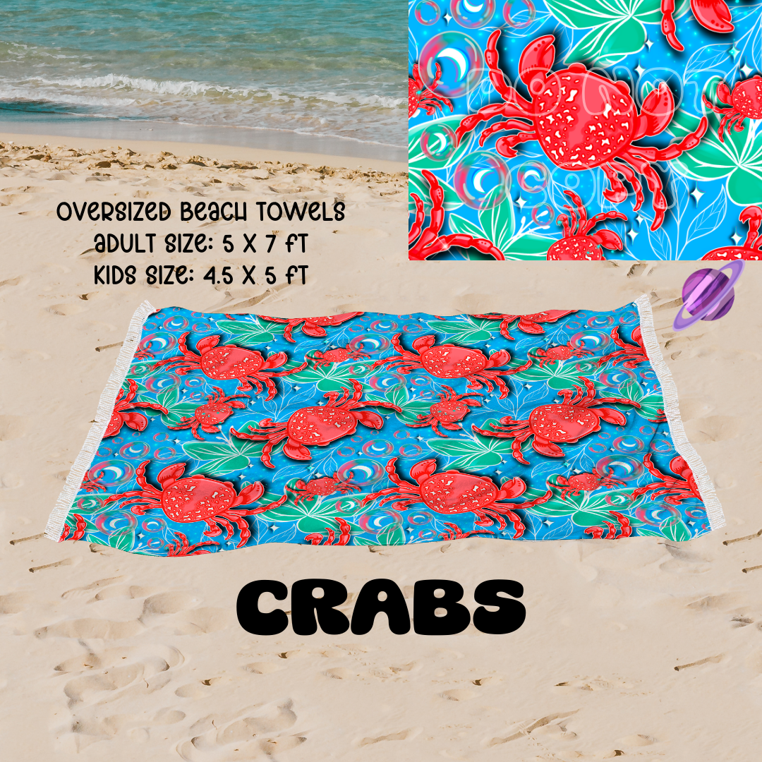 Crabs-OVERSIZED BEACH TOWEL 6-PREORDER CLOSING 3/20