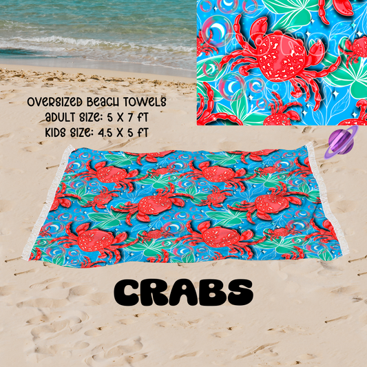 Crabs-OVERSIZED BEACH TOWEL 6-PREORDER CLOSING 3/20