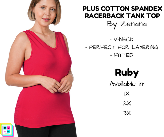 PLUS Cotton Spandex Racerback Tank - Ruby