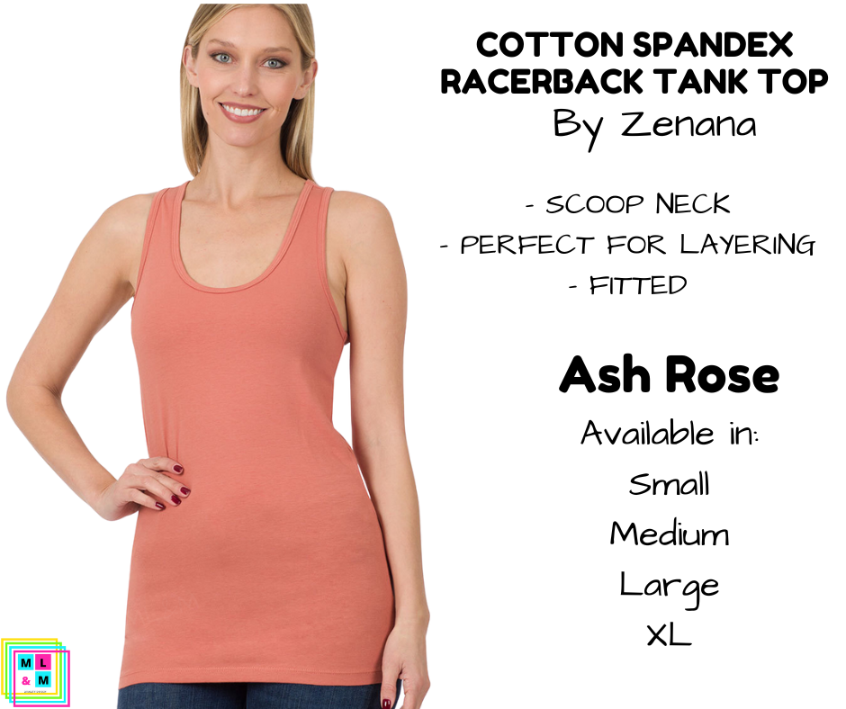 Cotton Spandex Racerback Tank - Ash Rose