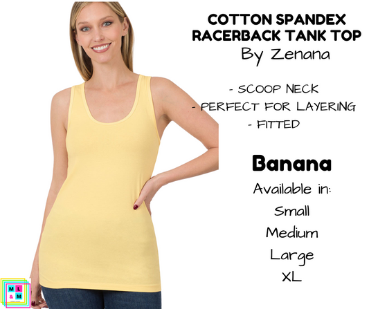 Cotton Spandex Racerback Tank - Banana