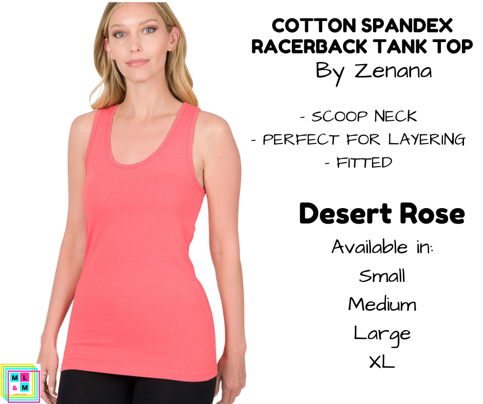 Cotton Spandex Racerback Tank - Desert Rose