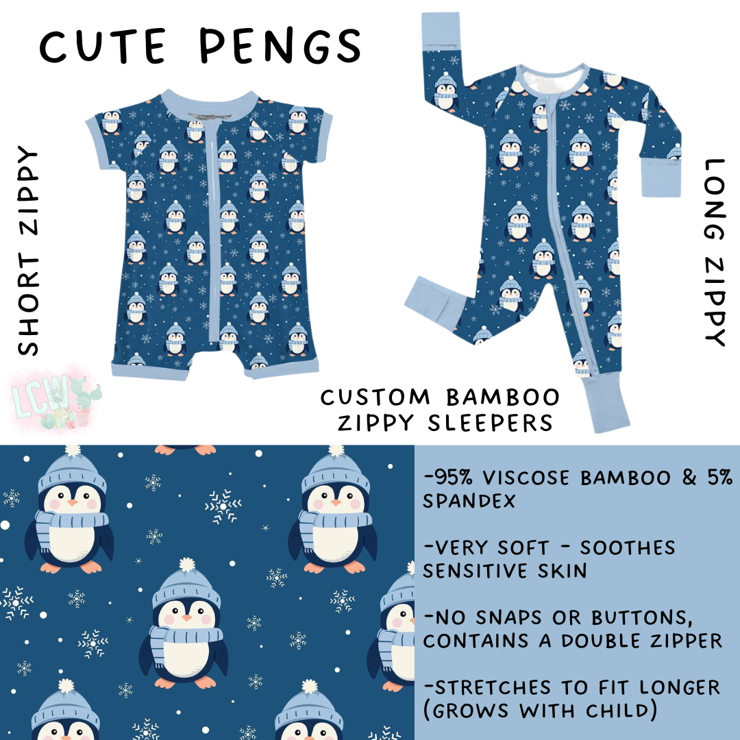 In Production - Batch #438 - Cute Pengs Long Zippy Sleeper - 18-24 mos, 2T & 3T