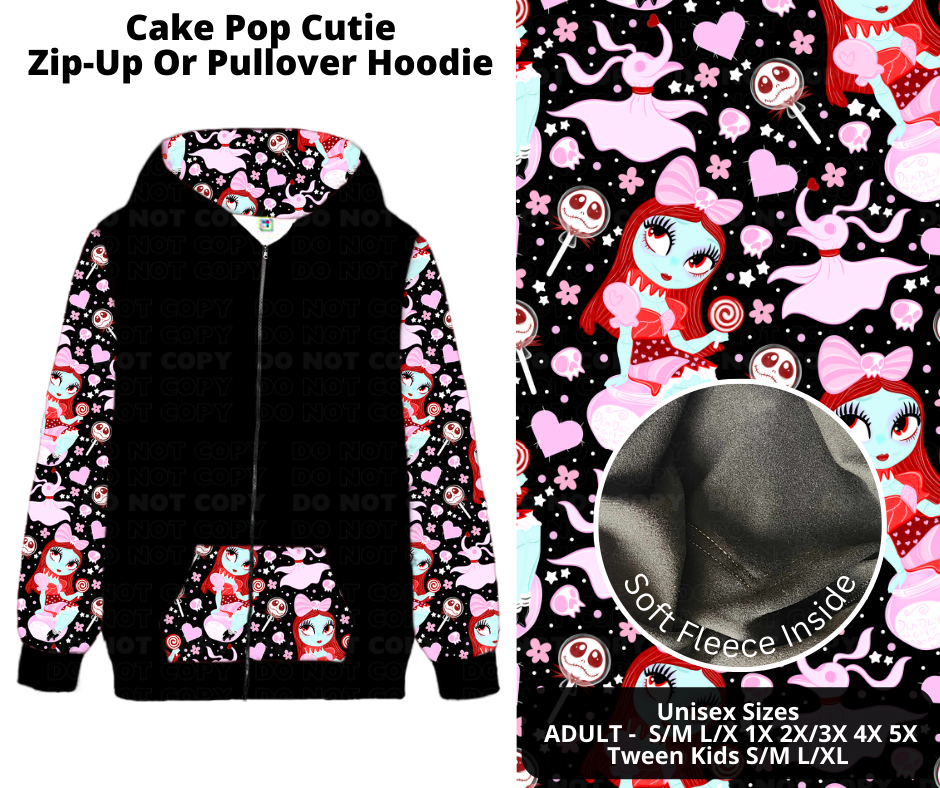 Preorder! Closes 11/28. ETA Feb. Cake Pop Cutie Zip-Up or Pullover Hoodie