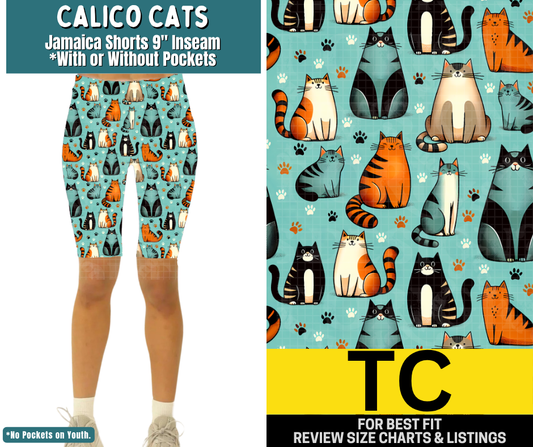 Calico Cats Jamaica Shorts w/ Pockets