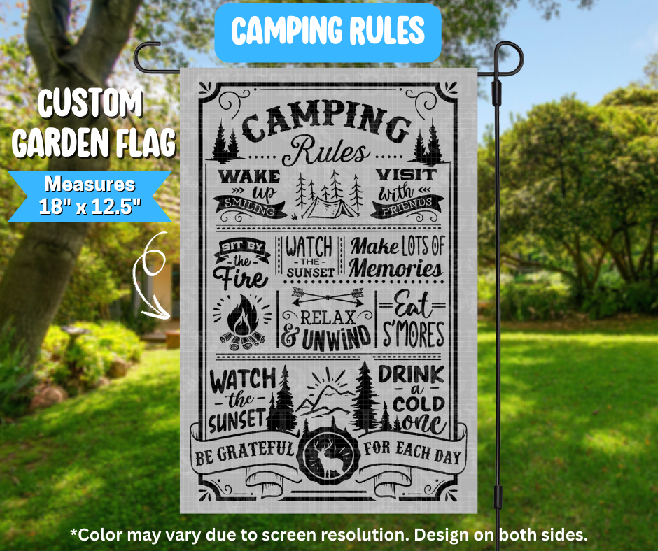 Camping Rules Garden Flag