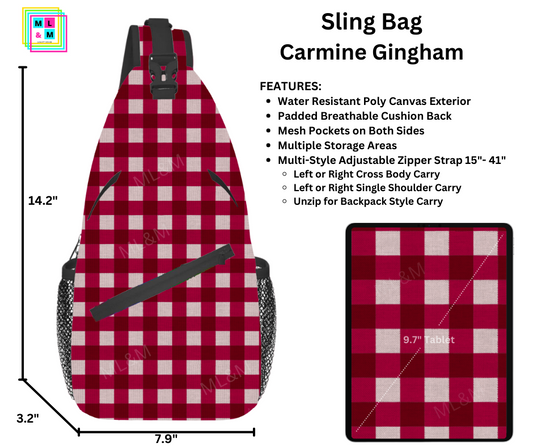 Carmine Gingham Sling Bag