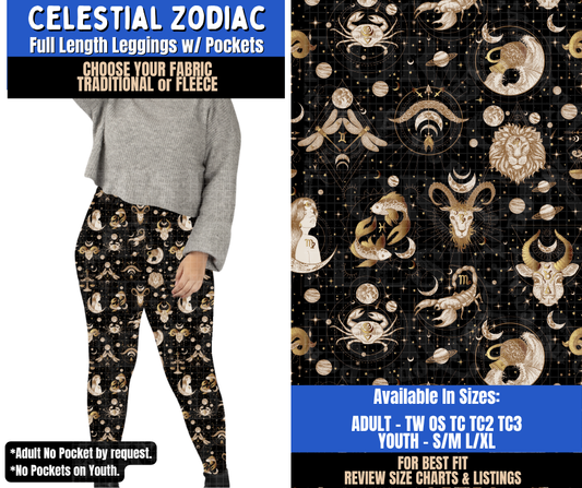 Preorder! Closes 9/10. ETA Dec. Celestial Zodiac Leggings Choose Fleece or Traditional