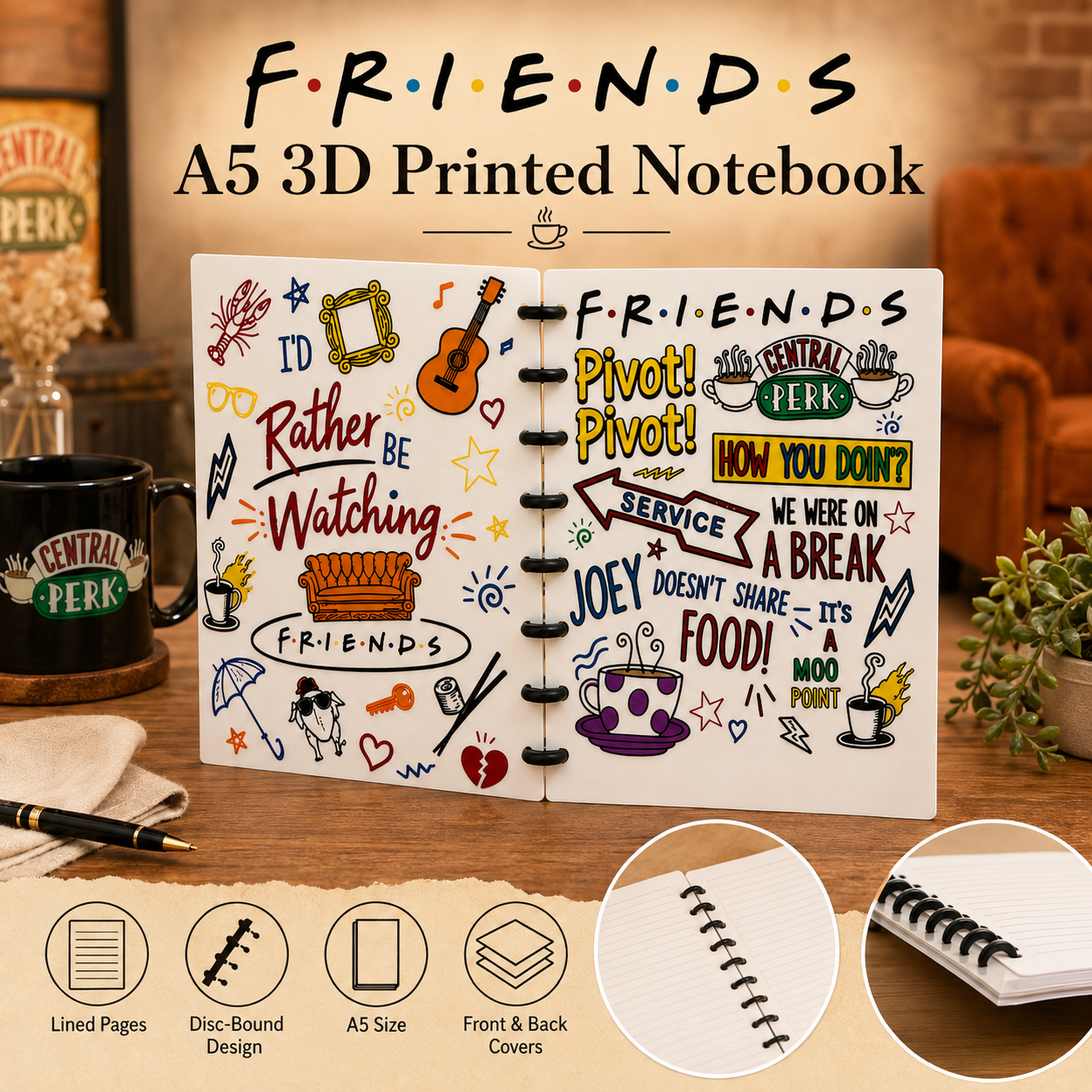FRIENDS- 3D PRINTED REFILLABLE NOTEBOOK