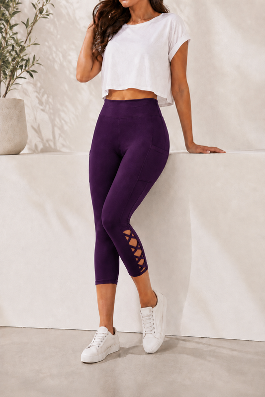CRISS CROS RUN- PLUM PURPLE legging/capri