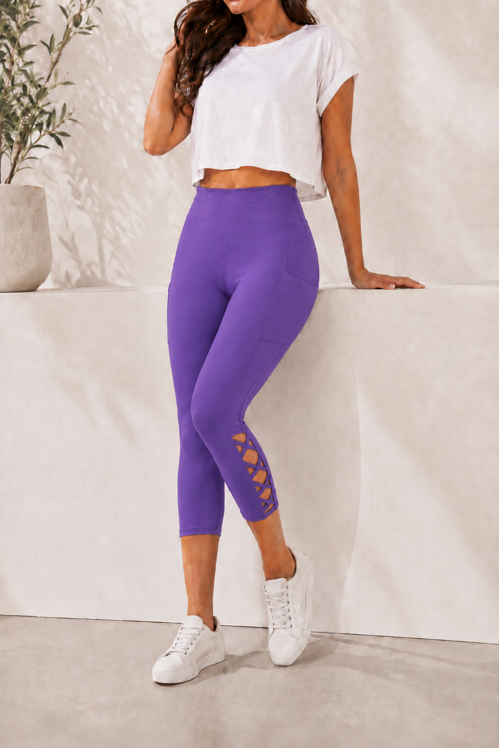 CRISS CROS RUN- VIOLET legging/capri