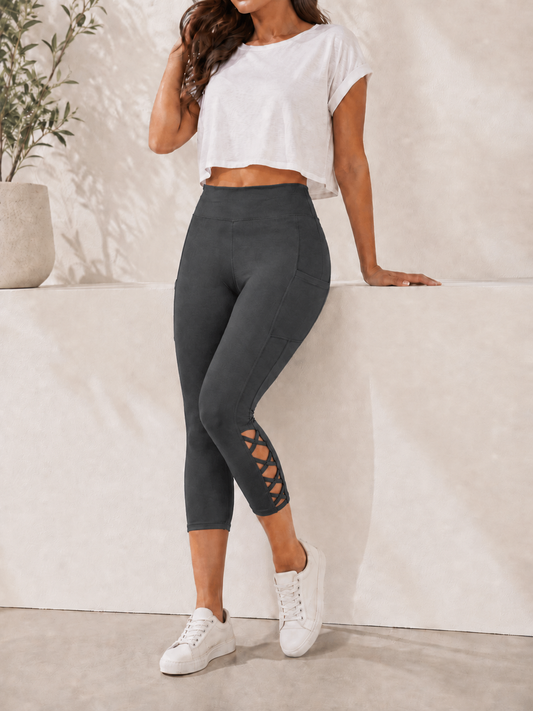 CRISS CROS RUN- DARK CHARCOAL legging /capri
