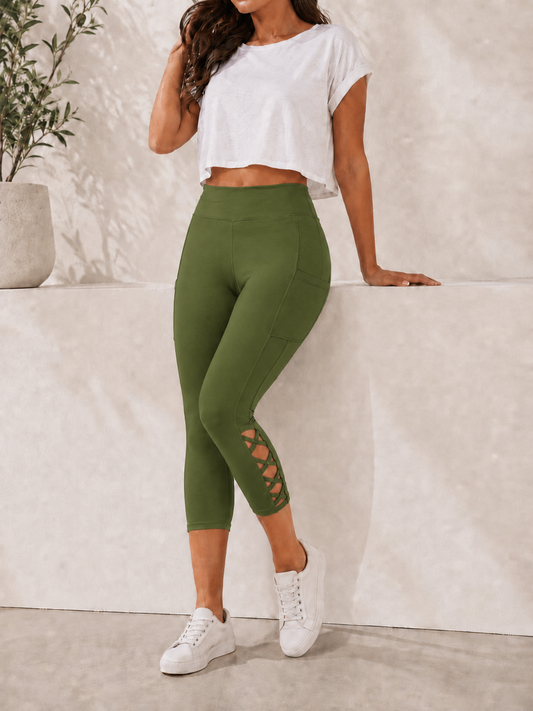 CRISS CROS RUN- OLIVE GREEN legging/capri