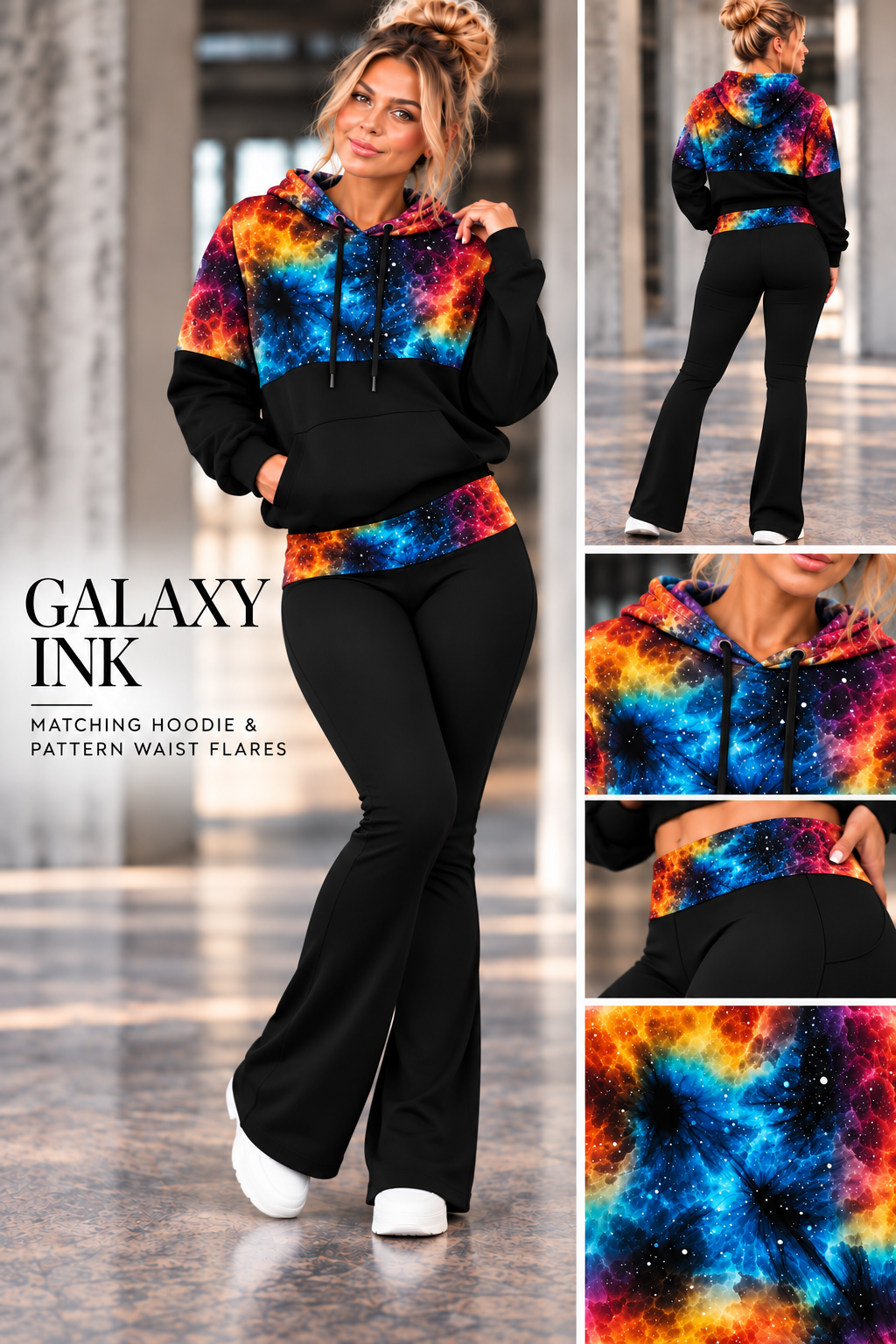 GALAXY INK-PATTERN BLOCK HOODIE-PREORDER CLOSING 10/9