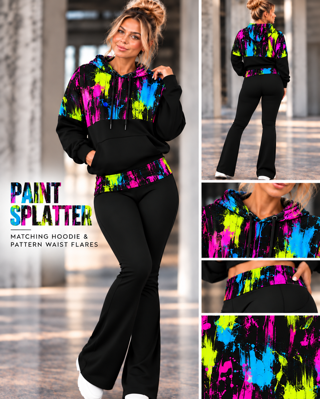 PAINT SPLATTER-PATTERN BLOCK HOODIE-PREORDER CLOSING 10/9