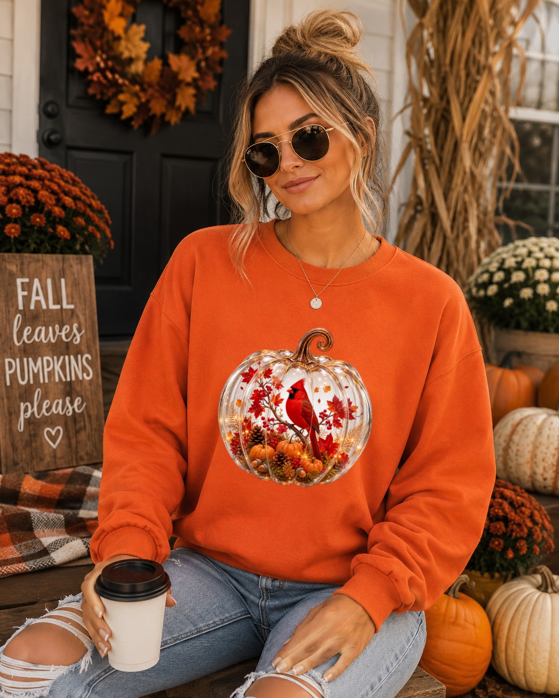 Cozy Pumpkin Cardinal Sweatshirt