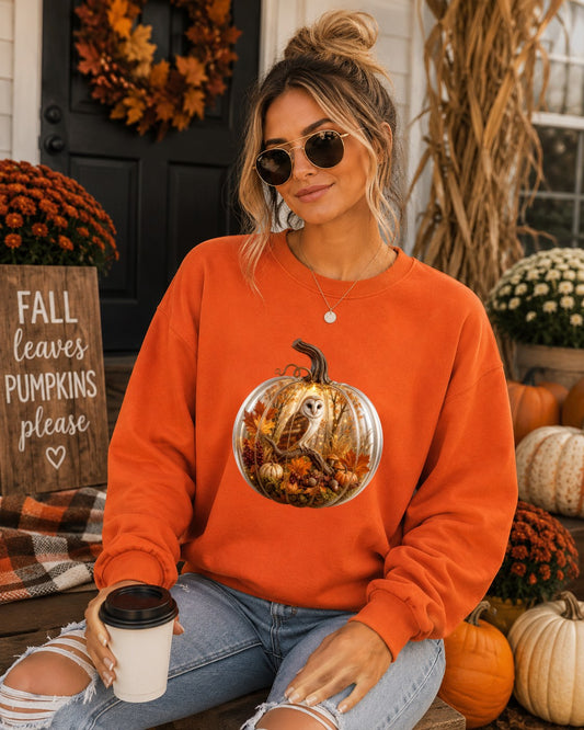 Cozy Pumpkin Barn Owl Sweatshirt