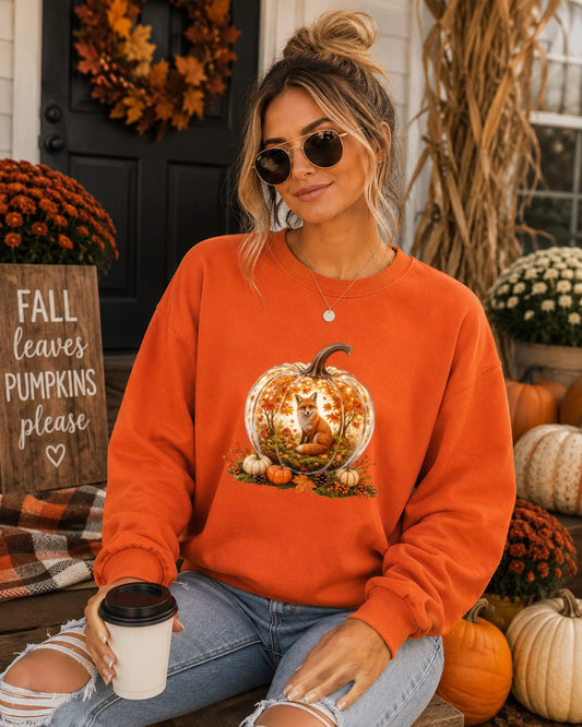 Cozy Pumpkin Fall Fox Sweatshirt