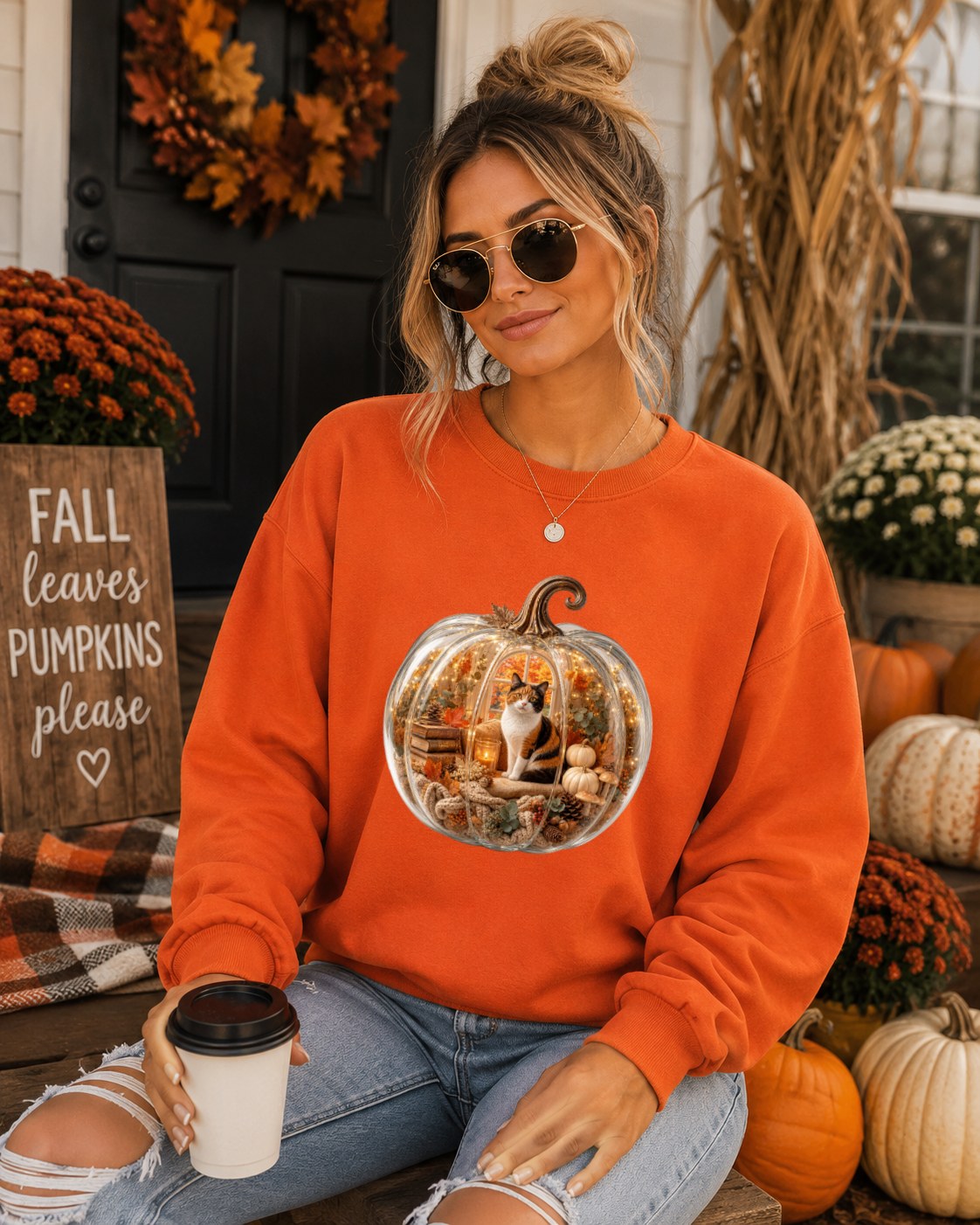 Cozy Pumpkin Cat Sweatshirt