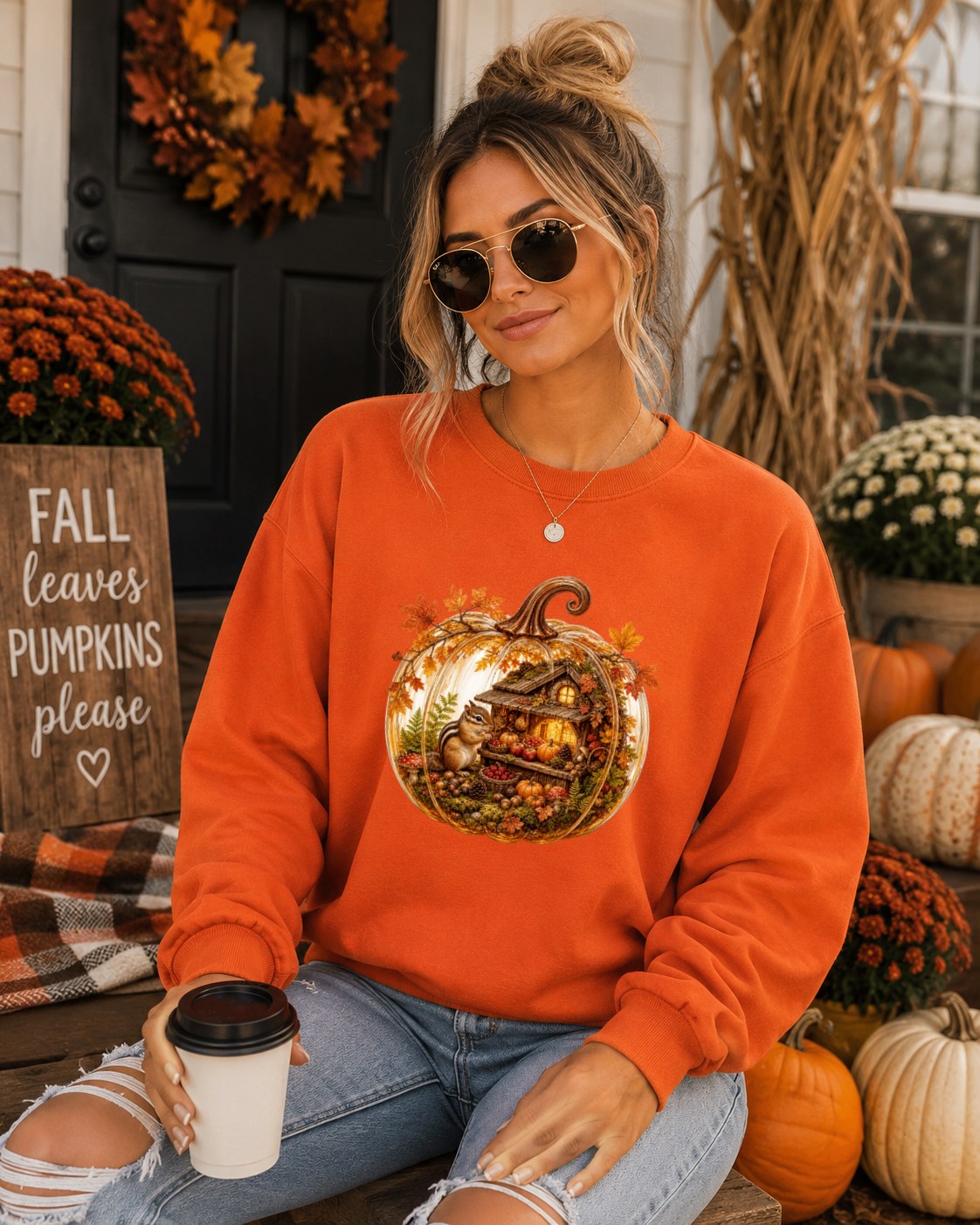 Cozy Pumpkin Squirrel Sweatshirt