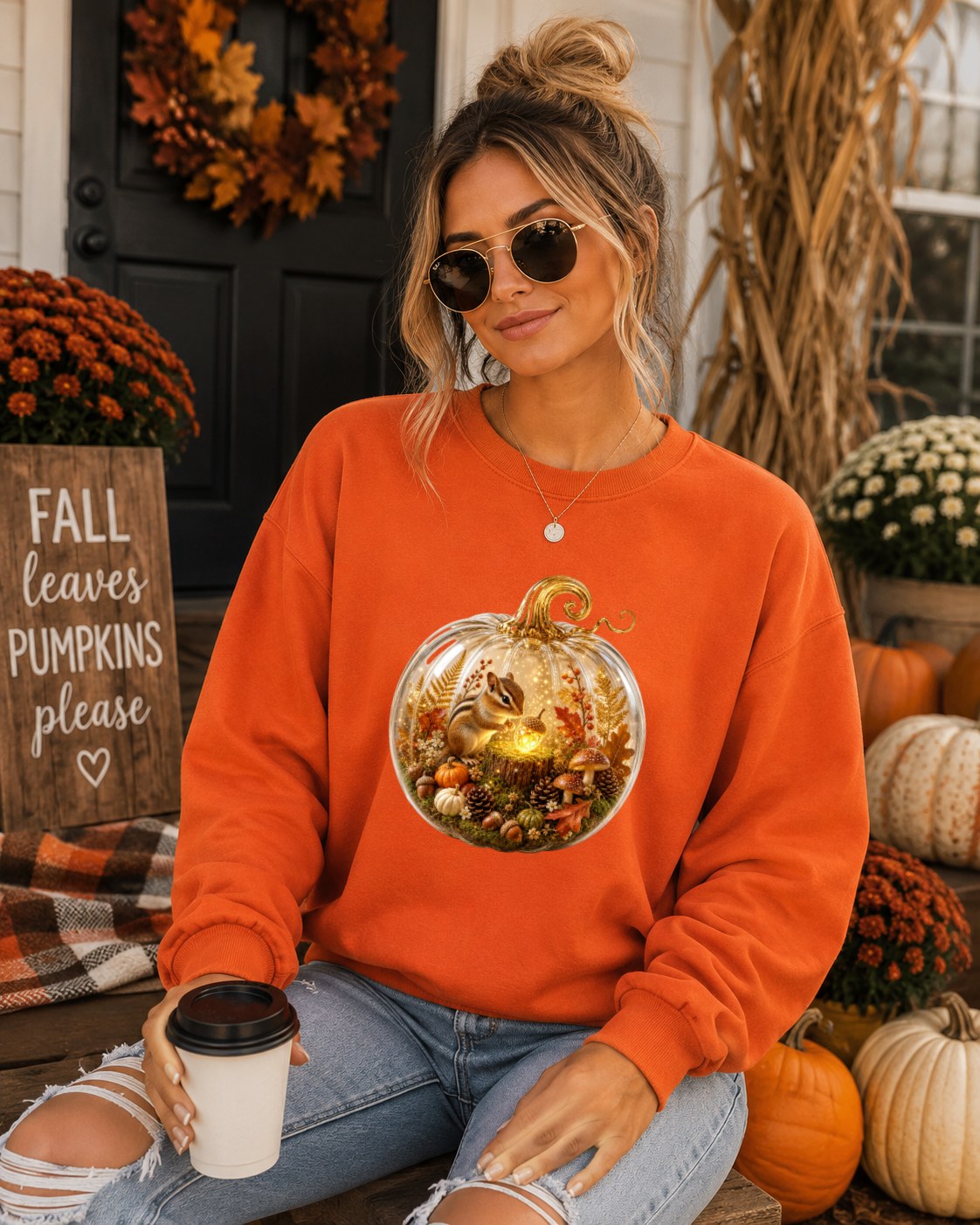 Cozy Pumpkin Squirrel Sweatshirt