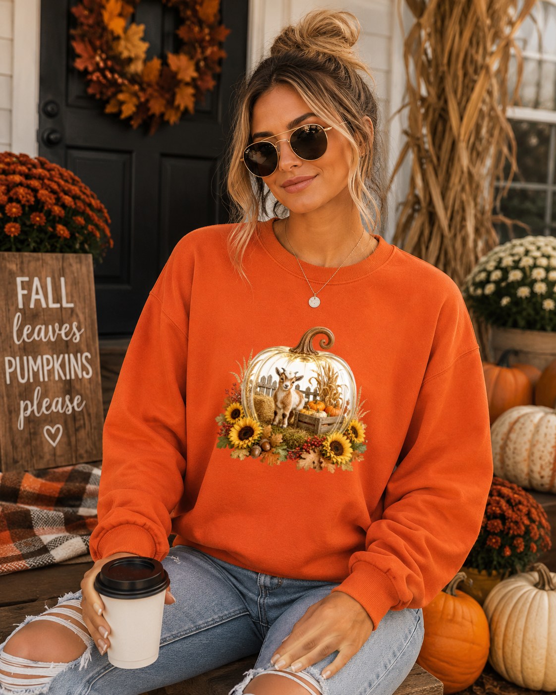 Cozy Pumpkin Goat Sweatshirt
