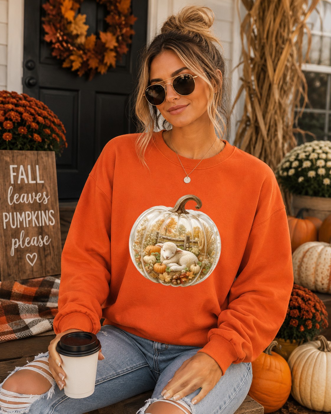 Cozy Pumpkin Lamb Sweatshirt