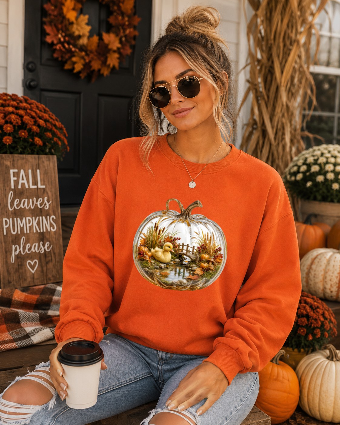 Cozy Pumpkin Duck Sweatshirt