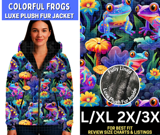 Colorful Frogs Luxe Fur Jacket