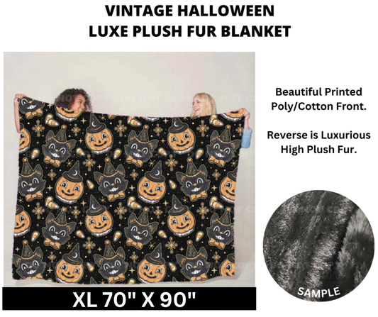Vintage Halloween Luxe Plush Fur Blanket