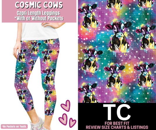 Cosmic Cows Capri Length Leggings w/ Pockets