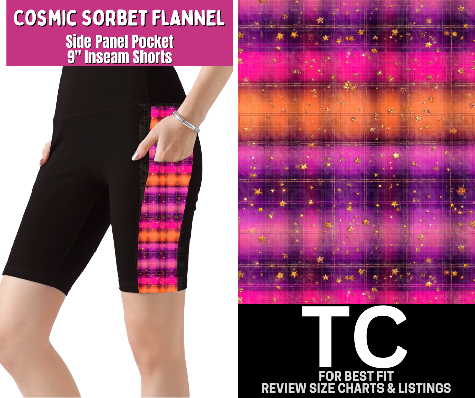 Cosmic Sorbet Flannel Side Panel Pocket Shorts