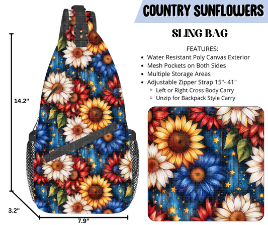 Country Sunflowers Sling Bag